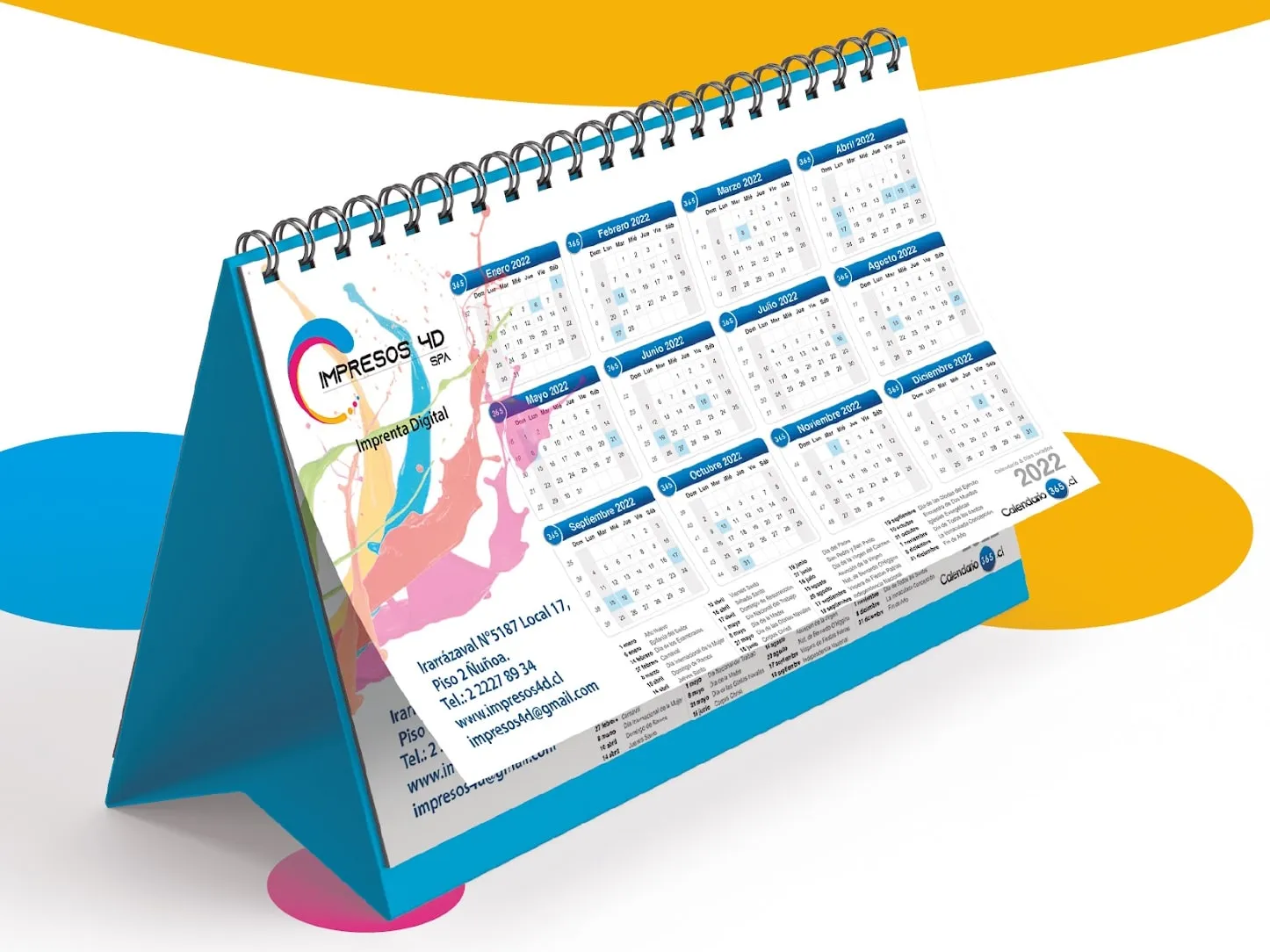 Calendario de escritorio anillado